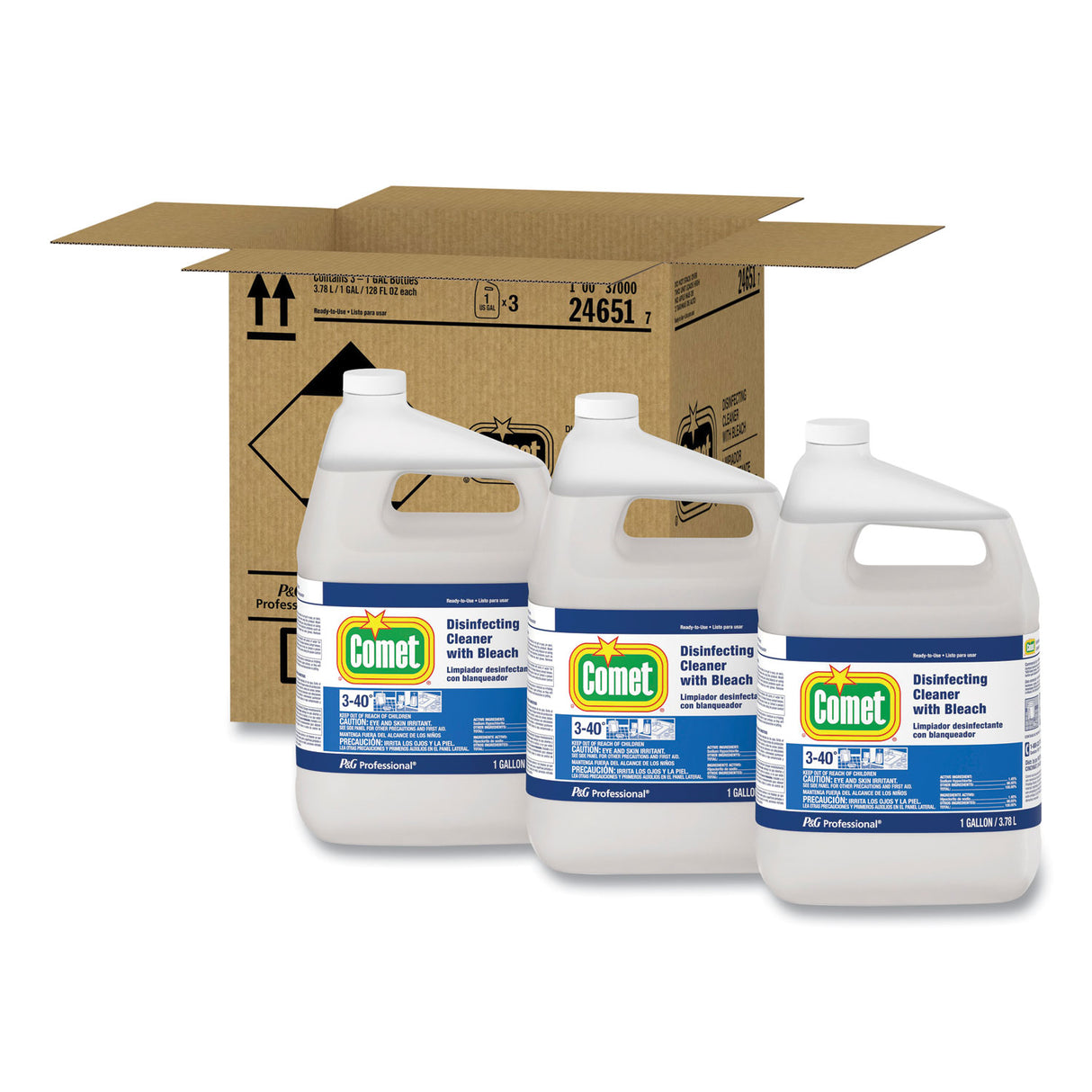 Comet Disinfecting Cleaner w/Bleach, 1 gal Bottle, 3/Carton (24651CT)