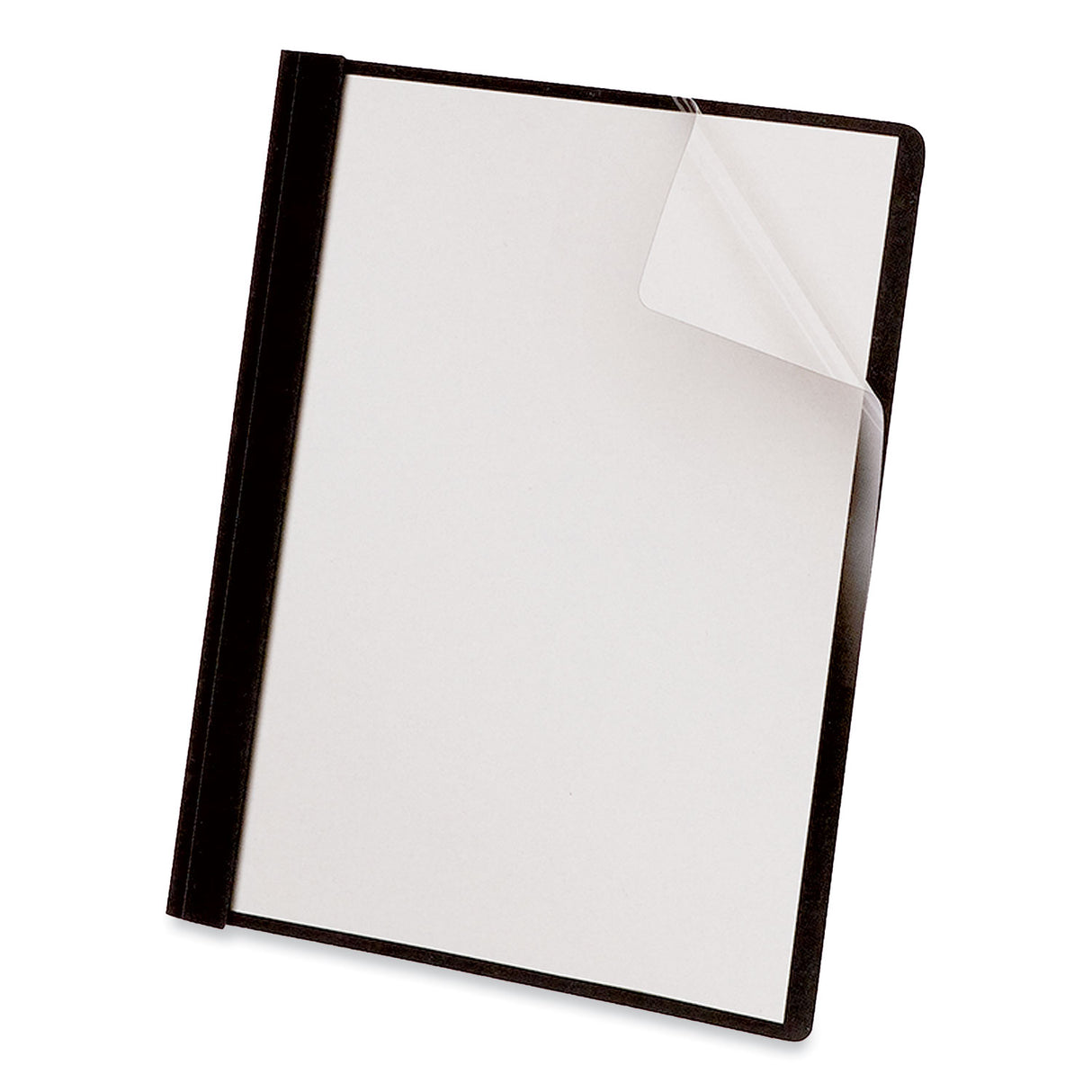 Universal Clear Front Report Cover, Prong Fastener, 0.5" Capacity, 8.5 x 11, Clear/Black, 25/Box (UNV57120)