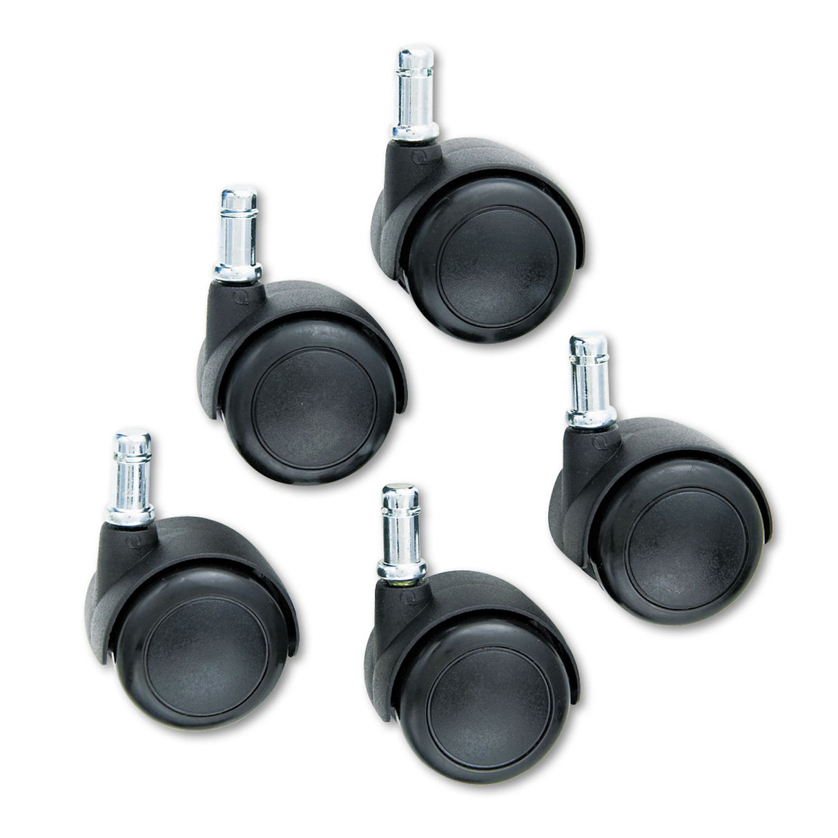 Safco TaskMaster Hard Floor Casters, Grip Ring Stem, 2" Wheel, Black, 5/Set (5132)