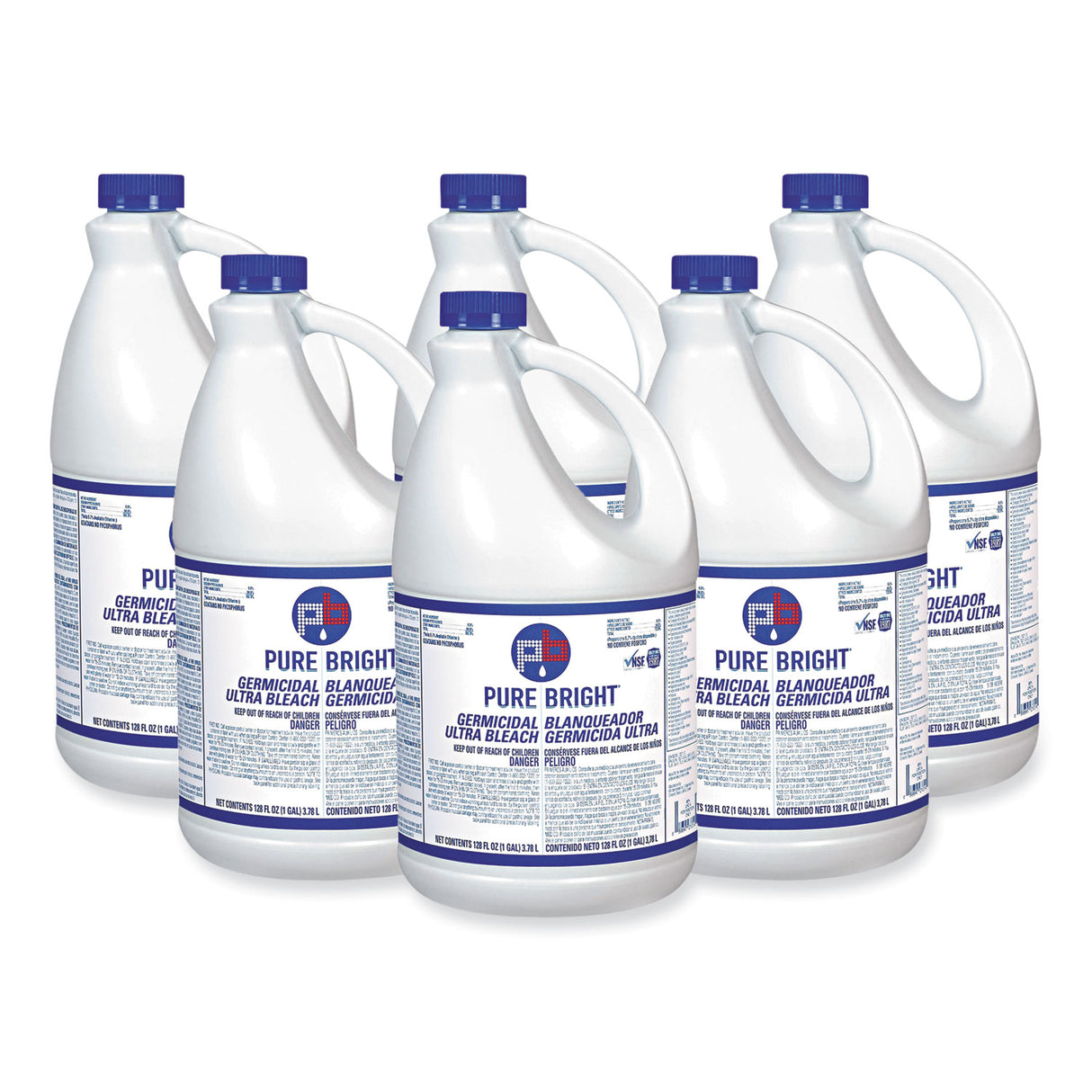 Pure Bright Liquid Germicidal Bleach, 1 gal Bottle, 6/Carton (BLEACH6)