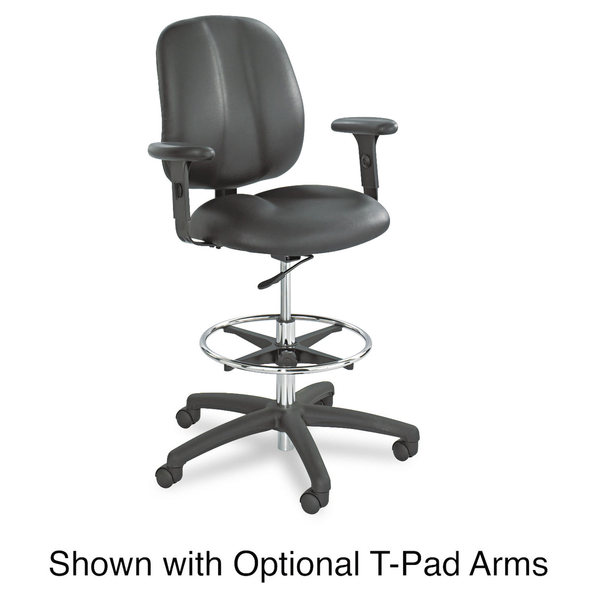 Safco Apprentice II Extended-Height Chair, Supports Up to 250 lb, 22" to 32" Seat Height, Black (7084BL)