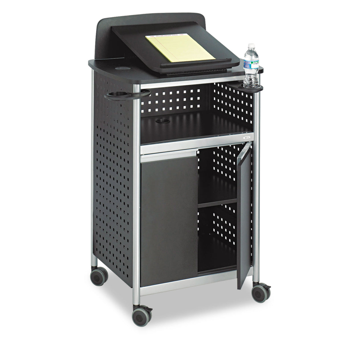Safco Scoot Multipurpose Mobile Lectern, 28.75 x 22 x 49.75, Black/Silver (8922BL)