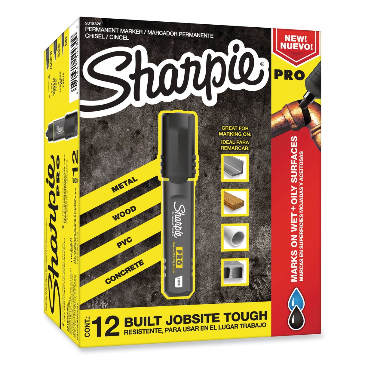 Sharpie Pro Permanent Marker, Broad Chisel Tip, Black, Dozen (2018326A)