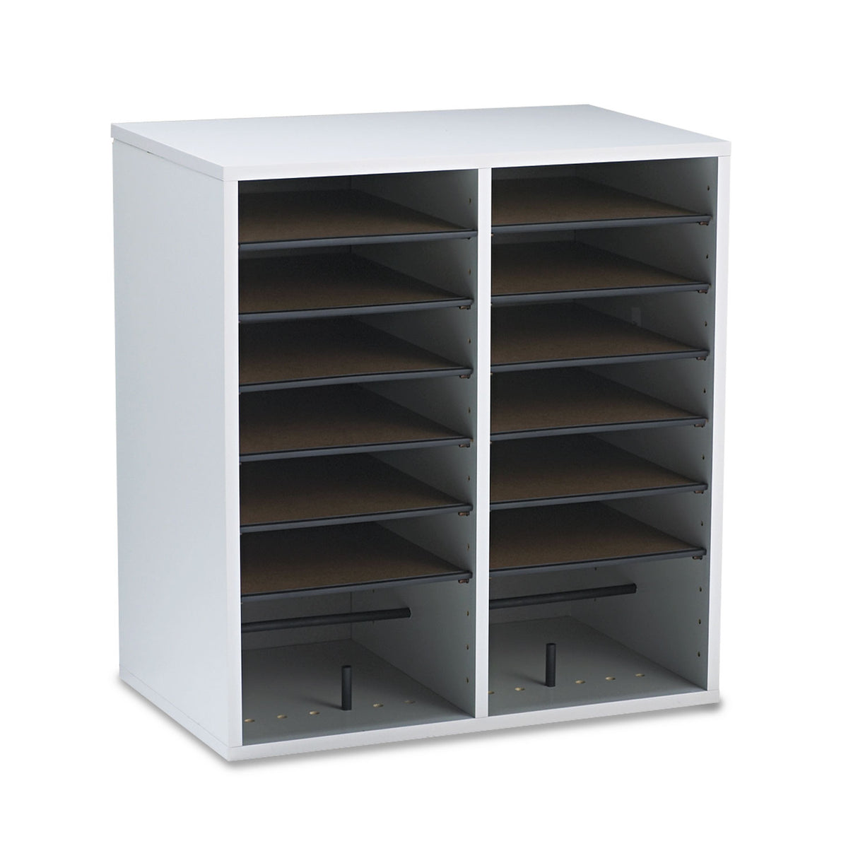 Safco Wood/Laminate Literature/CD Sorter, 16 Compartments, 19.5 x 11.75 x 21, Gray Wood (9422GR)