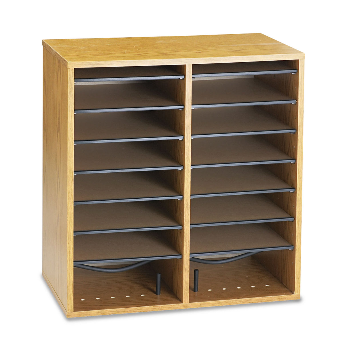 Safco Wood/Laminate Literature/CD Sorter, 16 Compartments, 19.5 x 11.75 x 21, Medium Oak (9422MO)