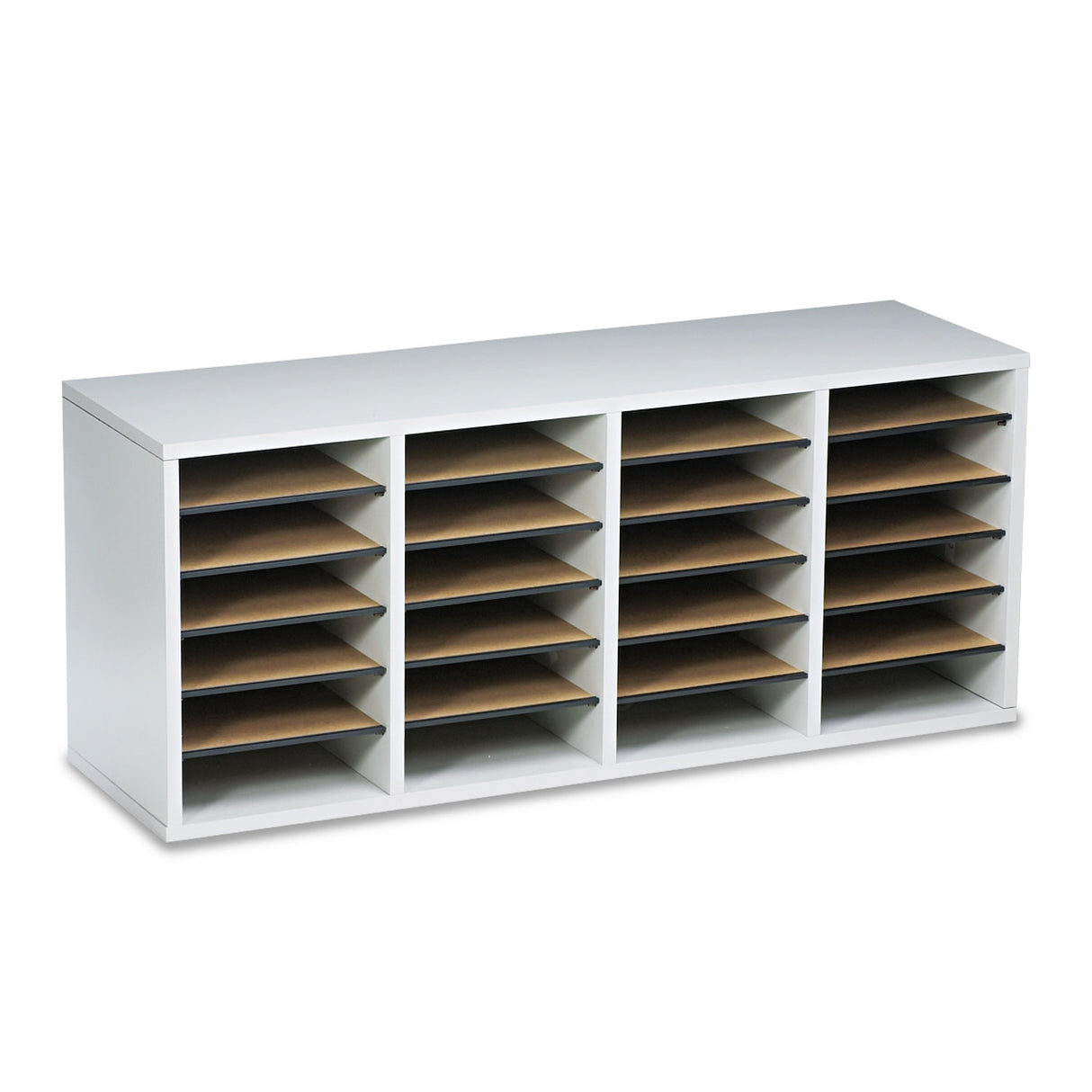 Safco Wood/Laminate Literature Sorter, 24 Compartments, 39.25 x 11.75 x 16.38, Gray (9423GR)