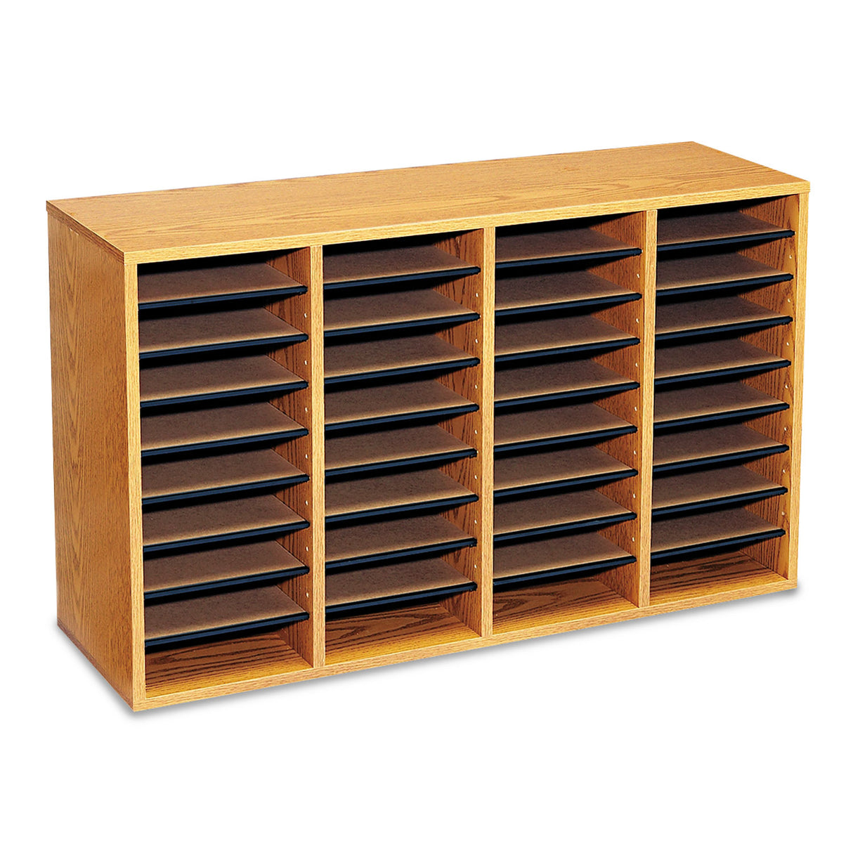 Safco Wood/Laminate Literature Sorter, 36 Compartments, 39.25 x 11.75 x 24, Medium Oak (9424MO)