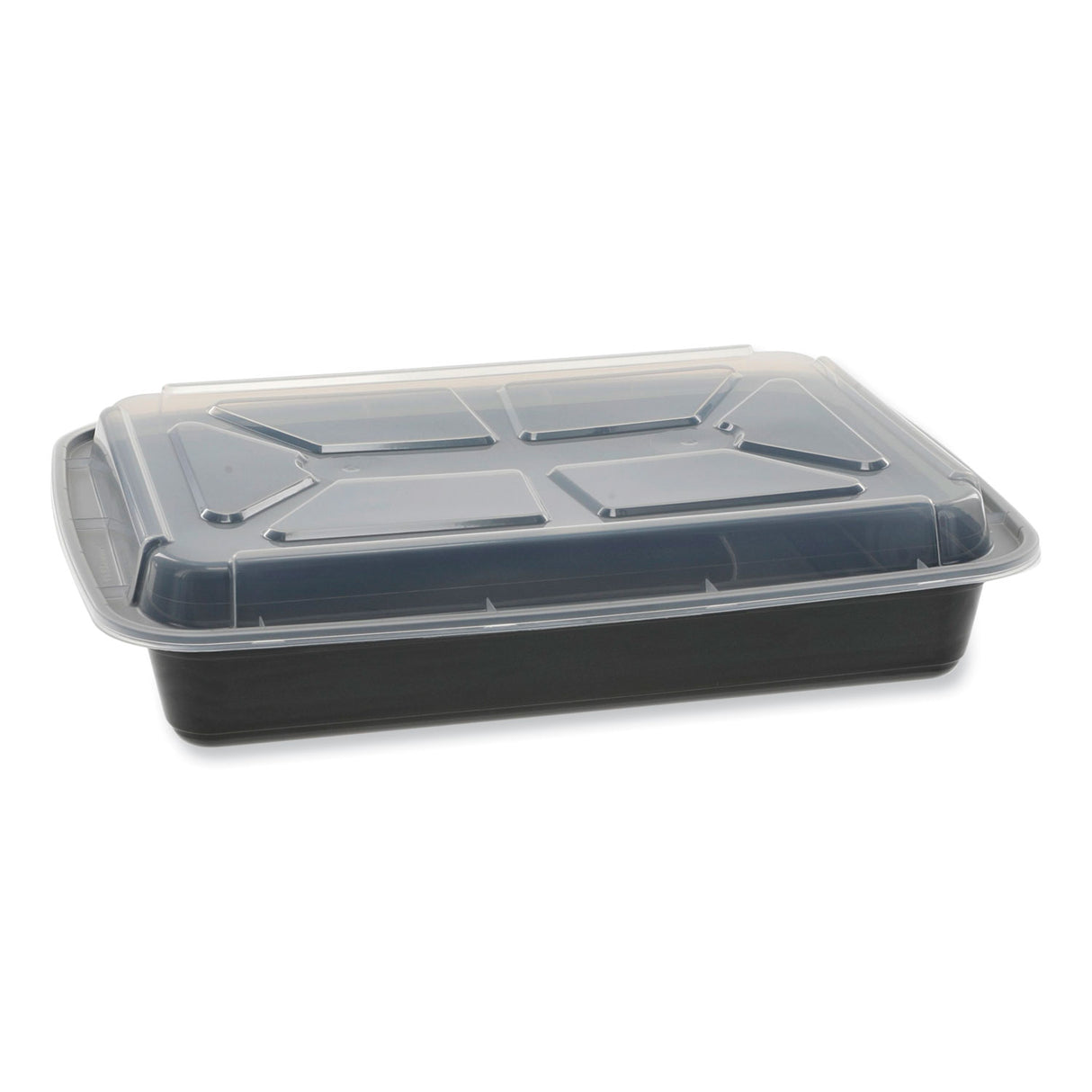 Pactiv Newspring VERSAtainer Microwavable Containers, Rectangular, 58 oz, 8.5 x 11.5 x 2.5, Black/Clear, Plastic, 150/Carton (NC989B)