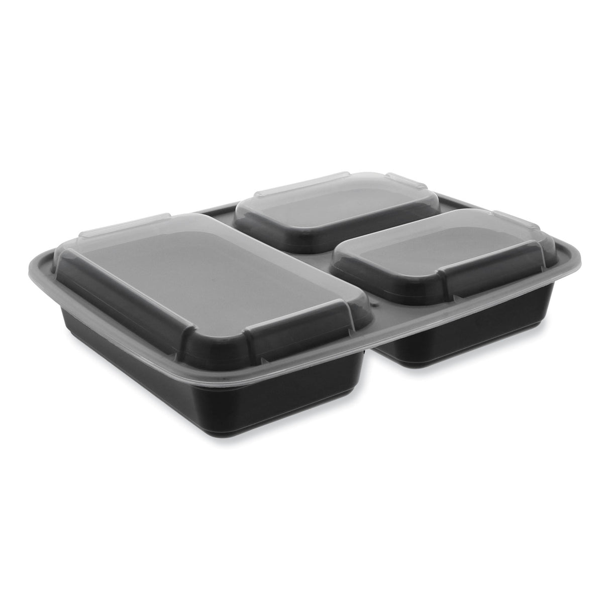 Pactiv Newspring DELItainer Microwavable Container, 32 oz, 7.5 x 9.87 x 1.75, Black/Clear, Plastic, 150/Carton (NC333B)
