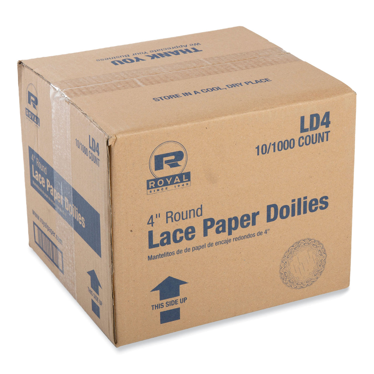 AmerCareRoyal Lace Doilies, Round, 4", White, 10,000/Carton (LD4)