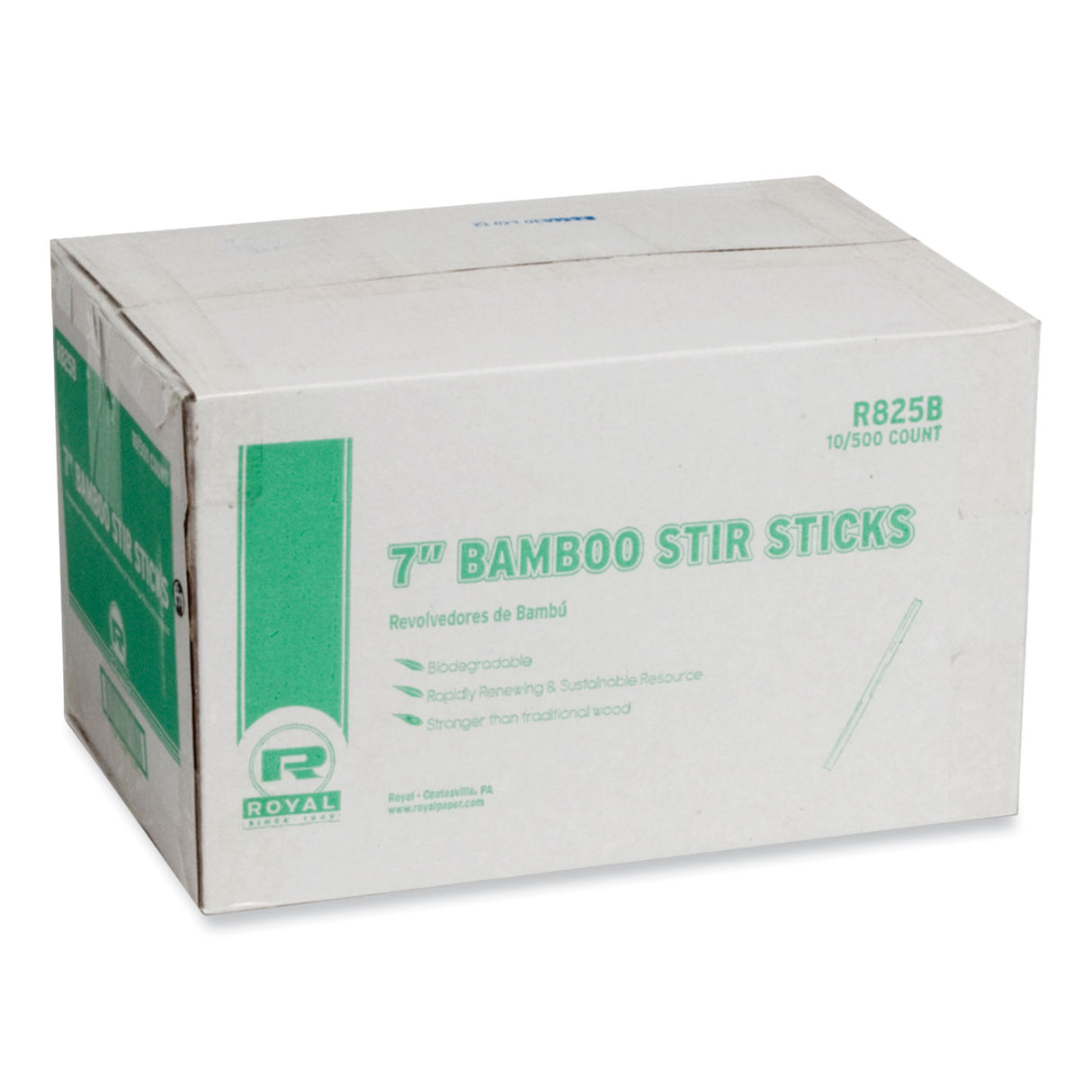 AmerCareRoyal Bamboo Stir Sticks, 7" Natural, 5,000/Carton (R825B)