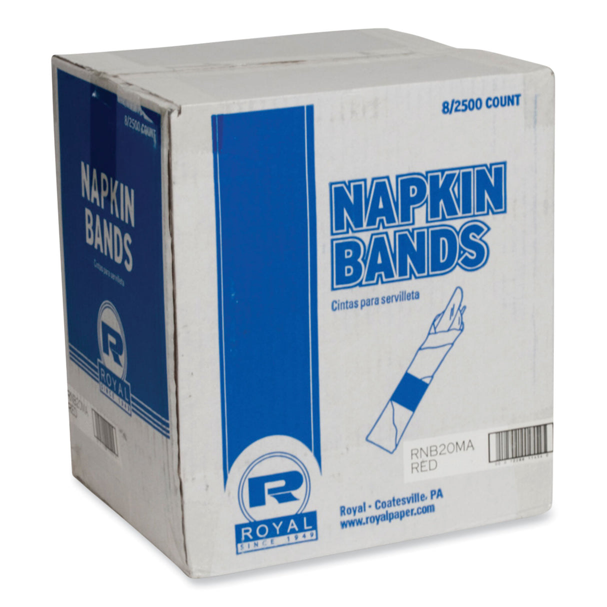 AmerCareRoyal Napkin Bands, Red, 1.5", 2,500/Pack, 8 Packs/Carton (RNB20MA)
