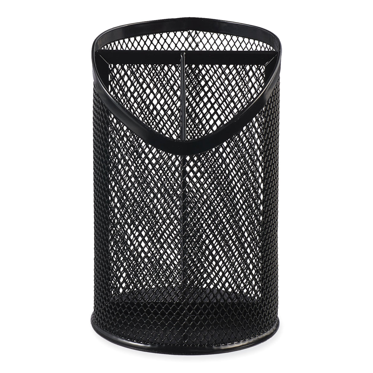 Universal Metal Mesh 3-Compartment Pencil Cup, 4.13" Diameter x 6"h, Black (UNV20019)