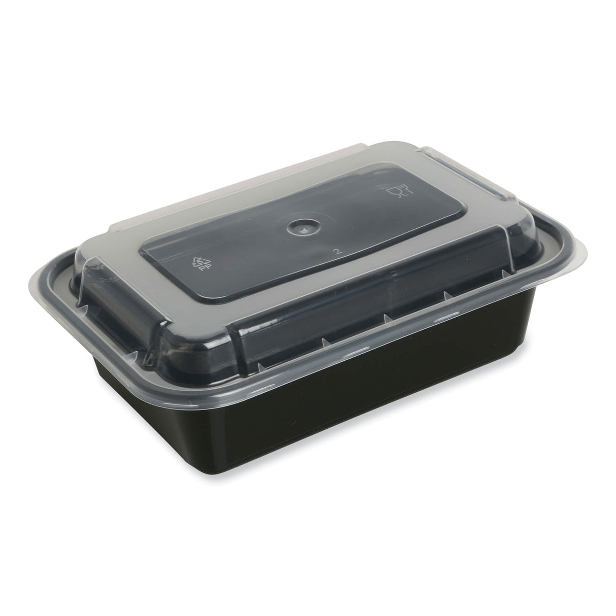 GEN Microwavable Food Container with Lid, Rectangular, 16 oz, 7.48 x 5.03 x 2.04, Black/Clear, Plastic, 150/Carton (GENTORECT16)