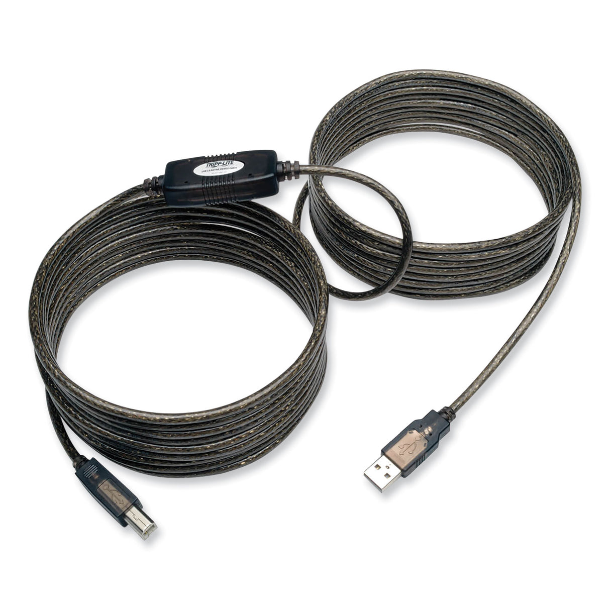 Tripp Lite USB 2.0 Active Repeater Cable, A to B (M/M), 25 ft, Black (U042025)