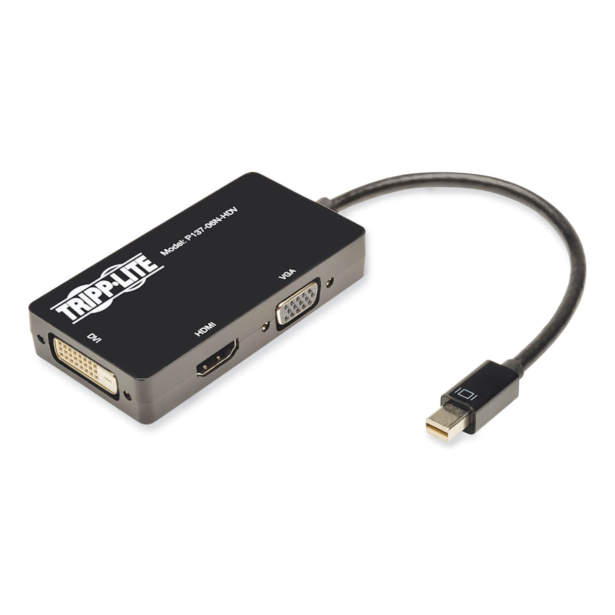 Tripp Lite Keyspan Mini DisplayPort to VGA/DVI/HDMI All-in-One Adapter/Converter, Thunderbolt 1 and 2, 6" (P13706NHDV)