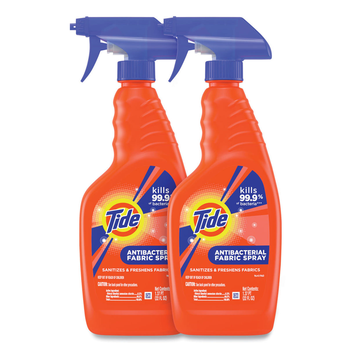 TideÂ® Antibacterial Fabric Spray, Orig Scent, 22 oz. Spray Bottle, 2/CT (28299)