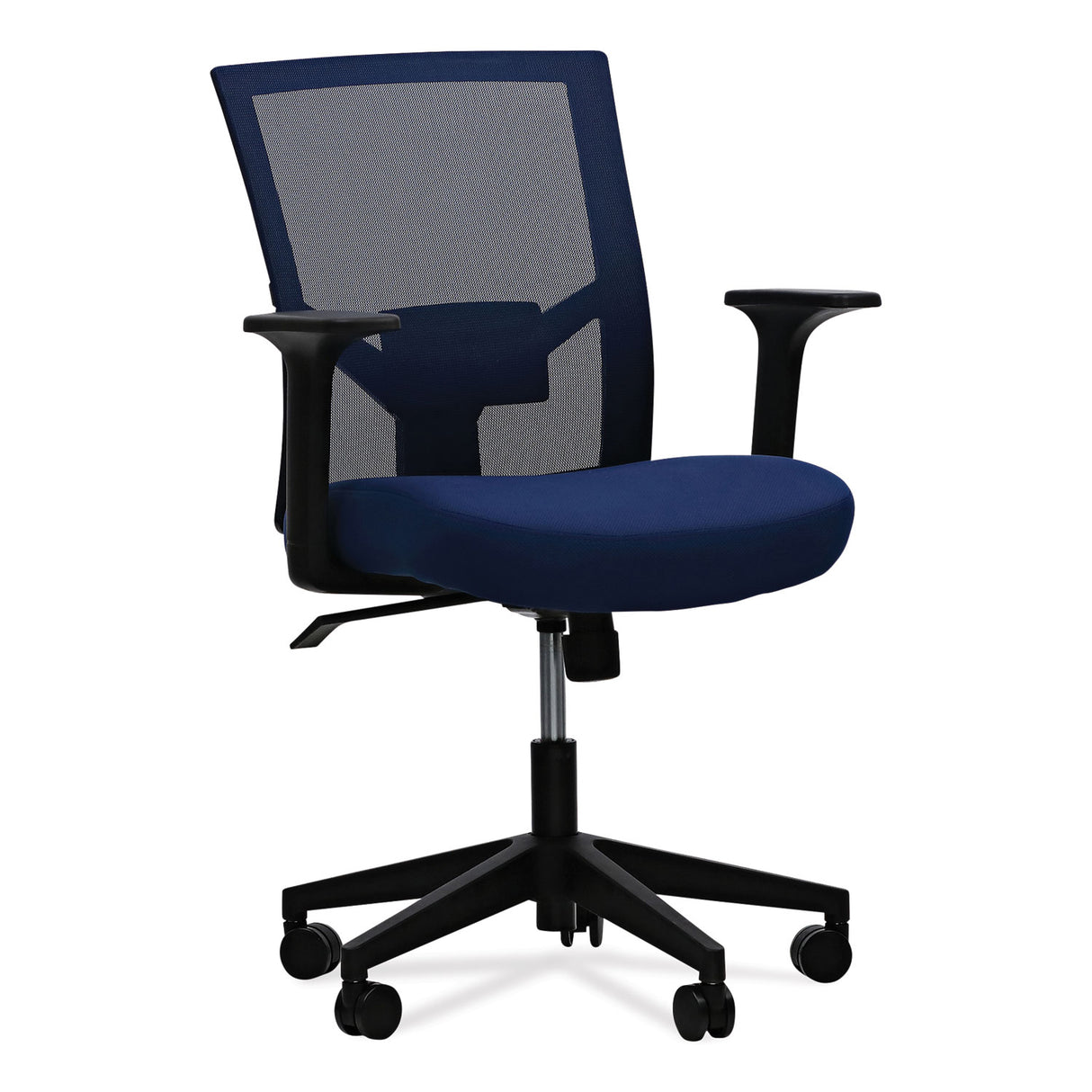 Workspace by Alera Mesh Back Fabric Task Chair, Supports Up to 275 lb, 17.32" to 21.1" Seat Height, Navy Seat, Navy Back (ALEWS42B27)