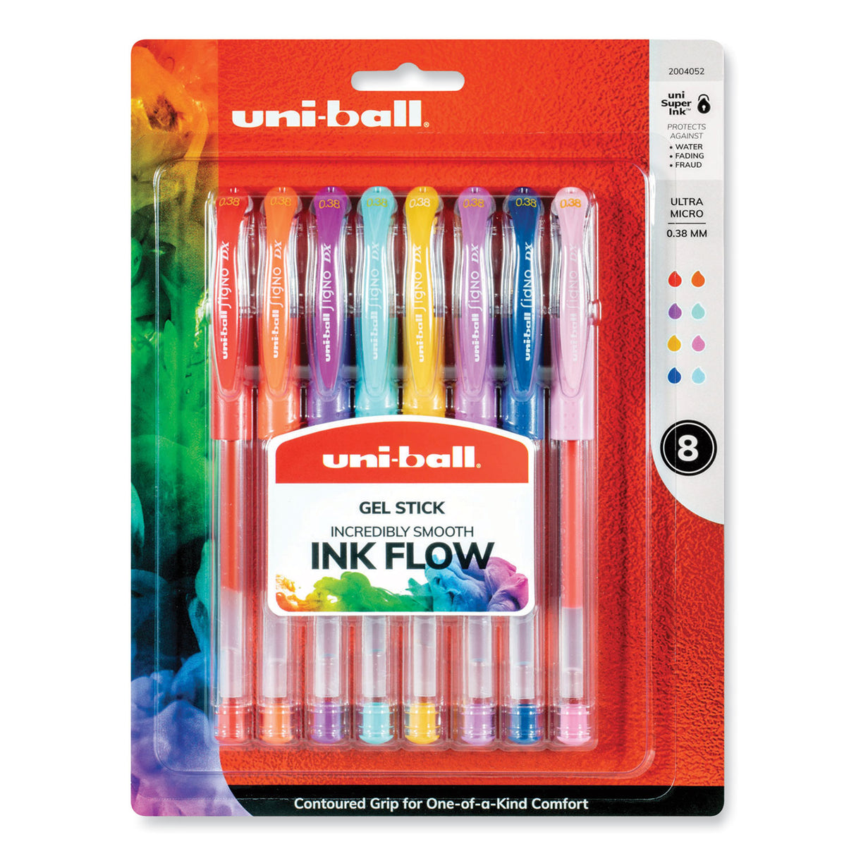 uni-ball Gel Pen, Stick, Ultra-Fine 0.38 mm, Assorted Ink and Barrel Colors, 8/Pack (2004052)