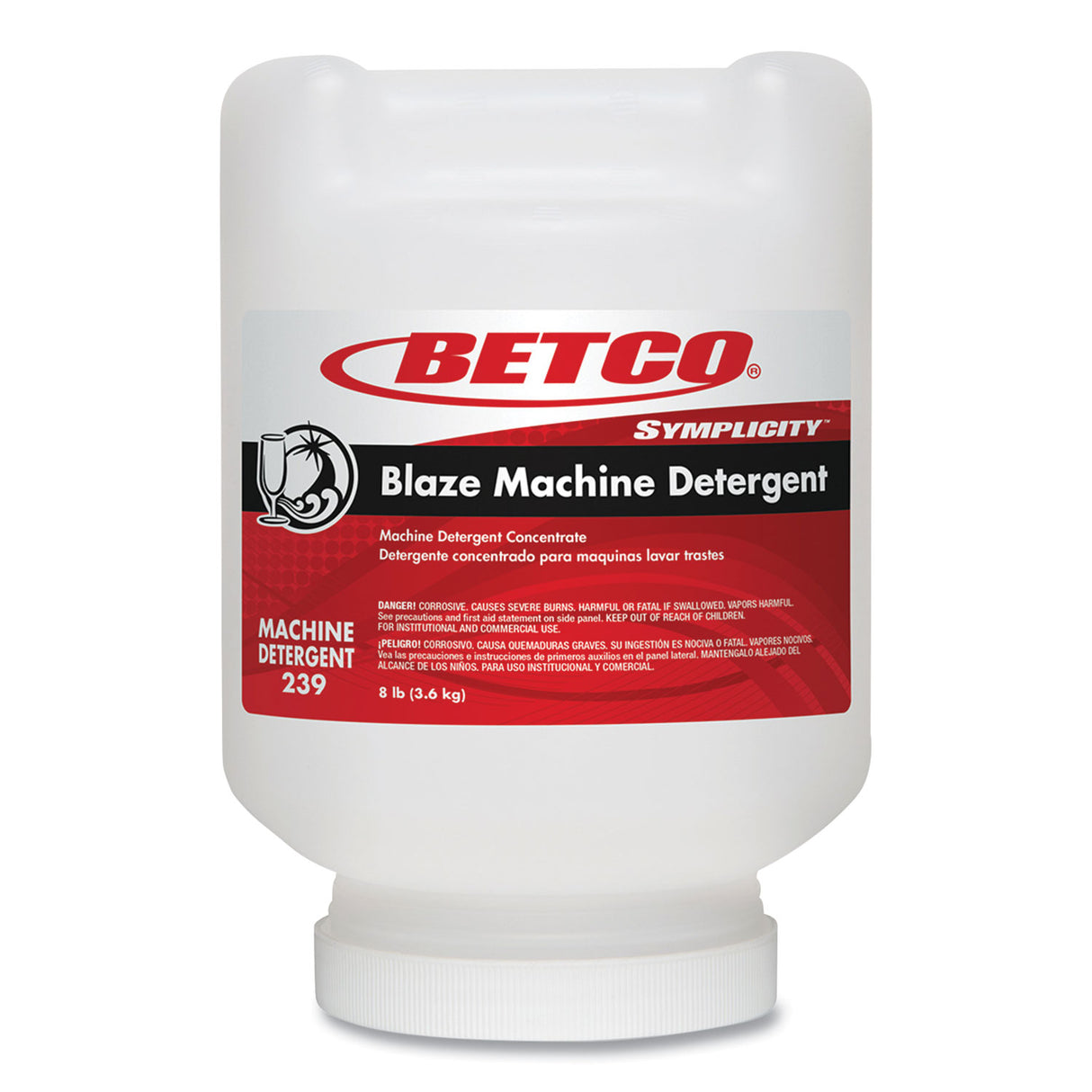 Betco Symplicity Blaze Dish Machine Detergent, Characteristic Scent, 8 lb Jar, 4/Carton (2397300)