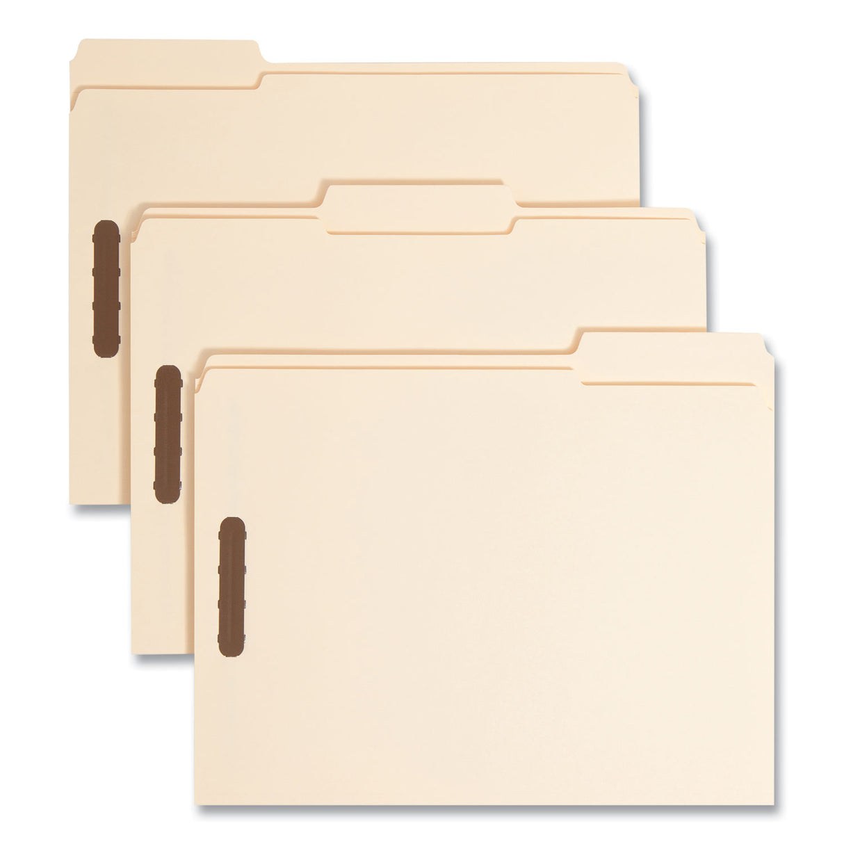 Smead Top Tab Fastener Folders, 1/3-Cut Tabs: Assorted, 0.75" Expansion, 2 Fasteners, Letter Size, Manila Exterior, 50/Box (14537)