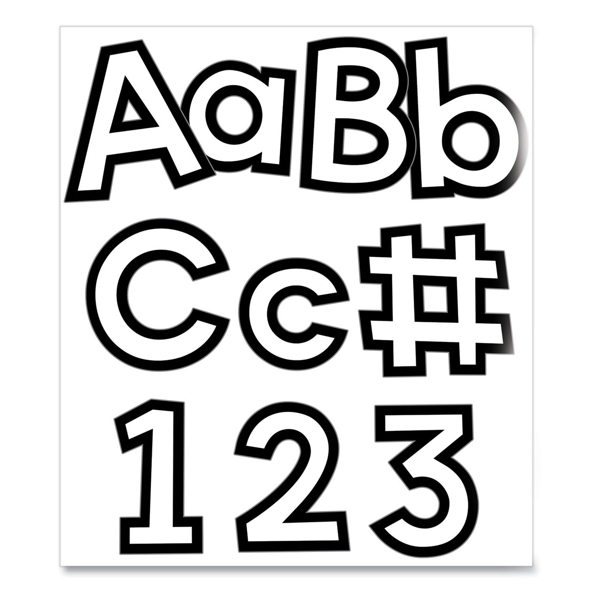 Carson-Dellosa EZ Letter Combo Packs, White with Black Trim, 4"h, 219 Characters (130100)