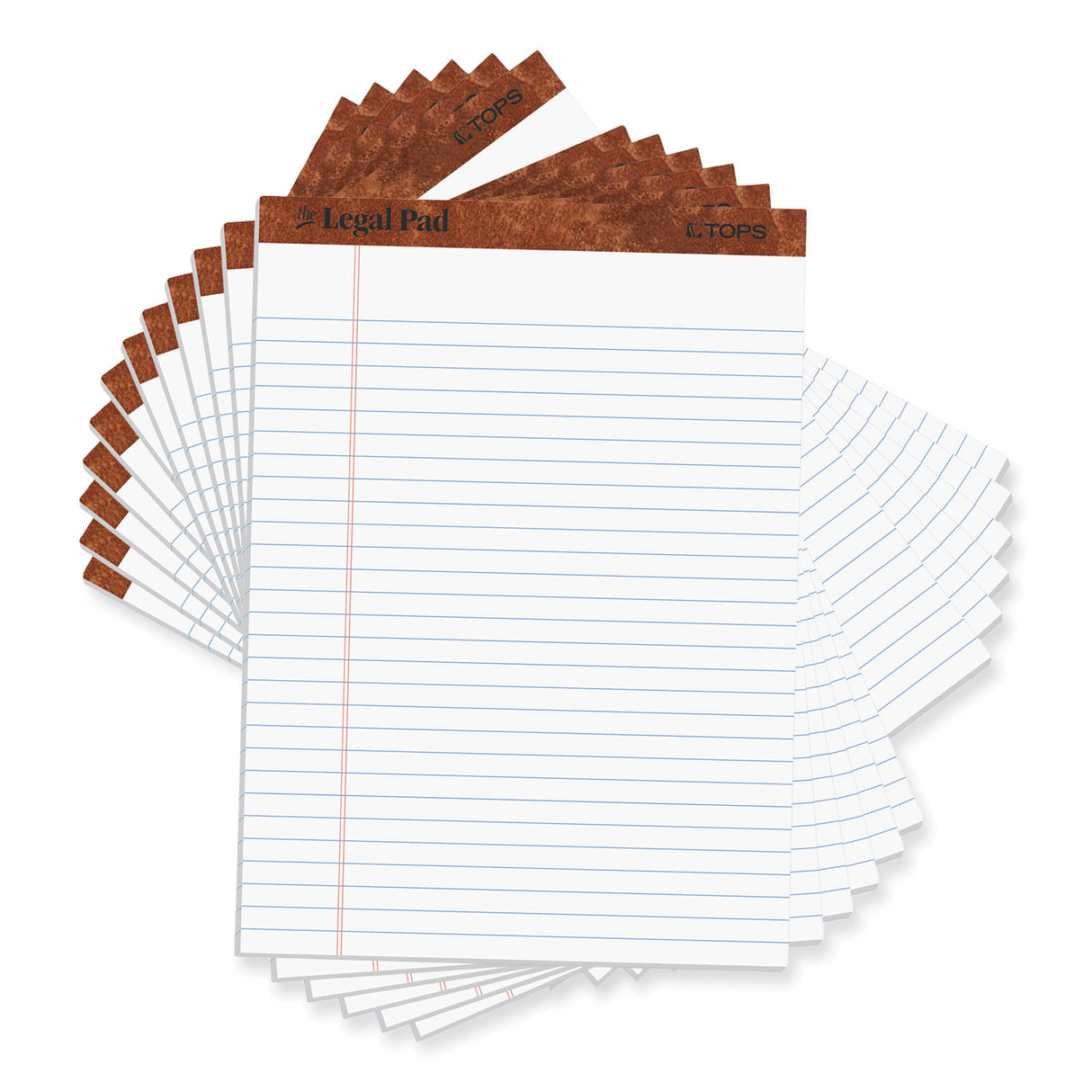 TOPS "The Legal Pad" Ruled Perforated Pads, Wide/Legal Rule, 50 White 8.5 x 11.75 Sheets, Dozen (7533)