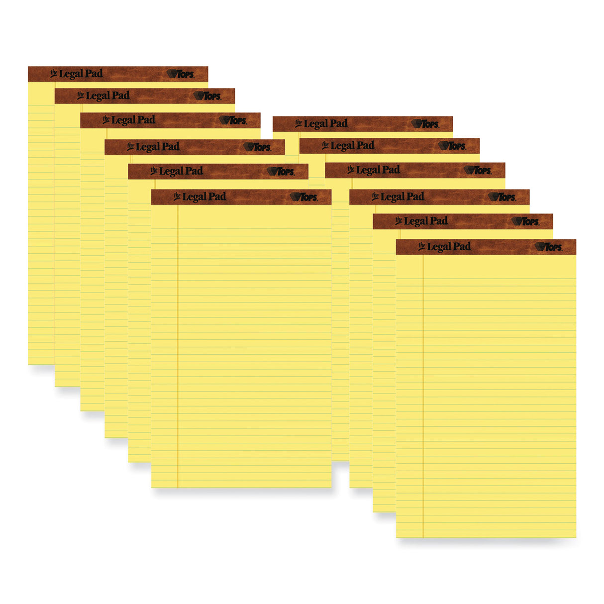 TOPS "The Legal Pad" Plus Ruled Perforated Pads with 40 pt. Back, Wide/Legal Rule, 50 Canary-Yellow 8.5 x 14 Sheets, Dozen (7572)