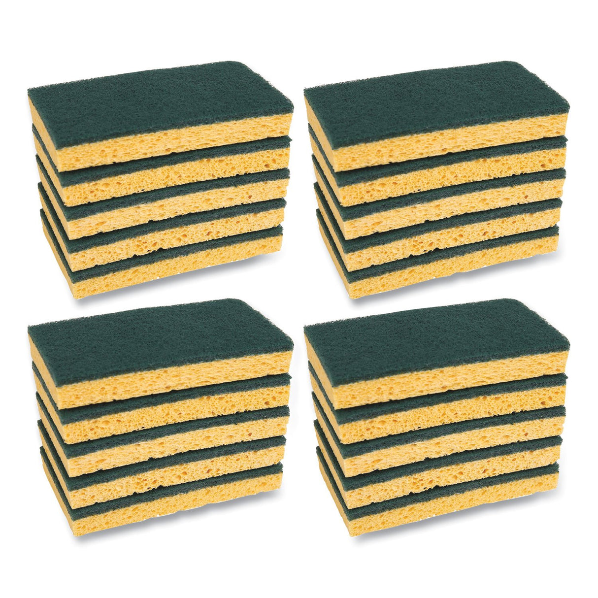 BoardwalkÂ® Medium Duty Scrubbing Sponges, Yellow/Green, 20 Sponges (BWK174)