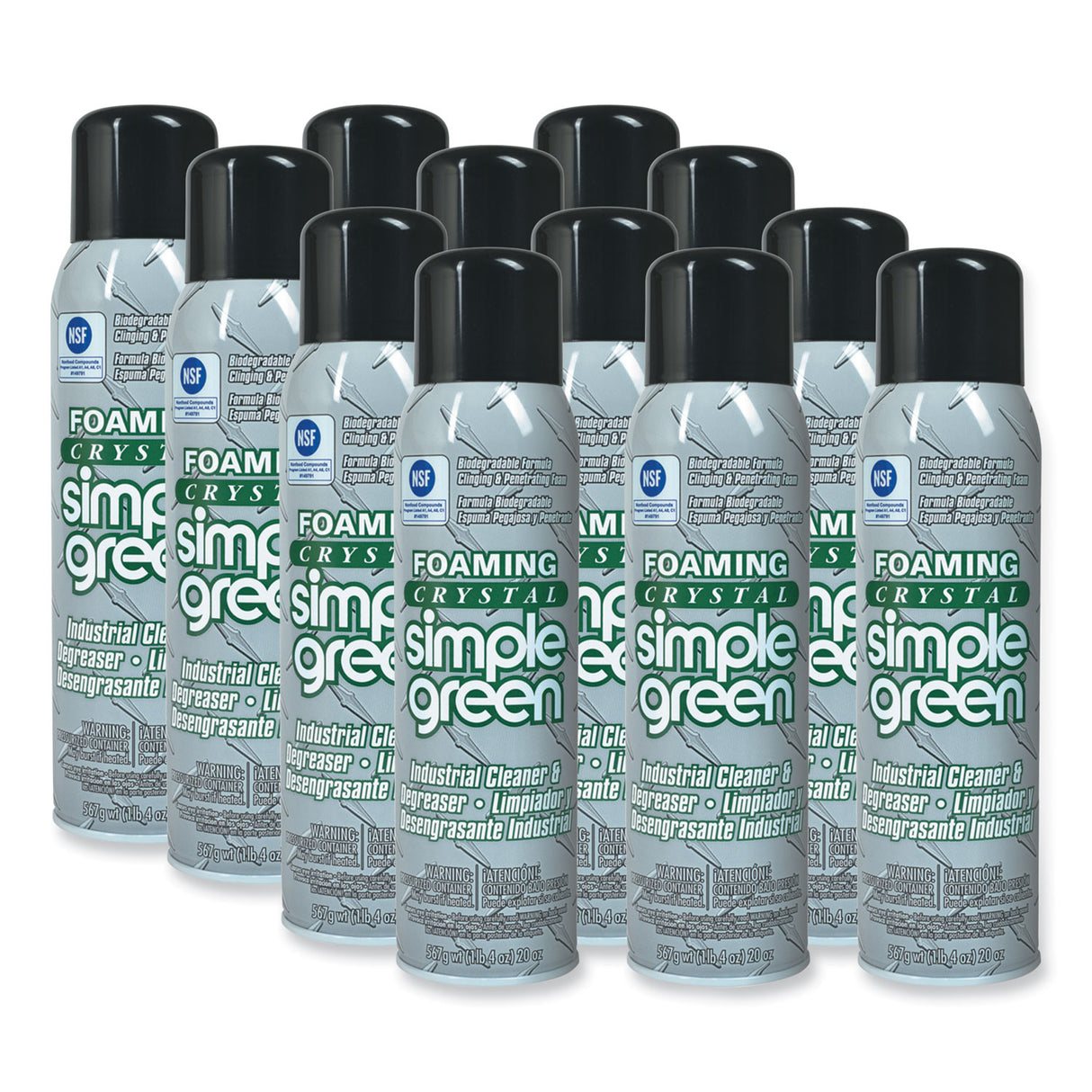 simple green Foaming Crystal Industrial Cleaner and Degreaser, 20 oz Aerosol Spray, 12/Carton (19010)
