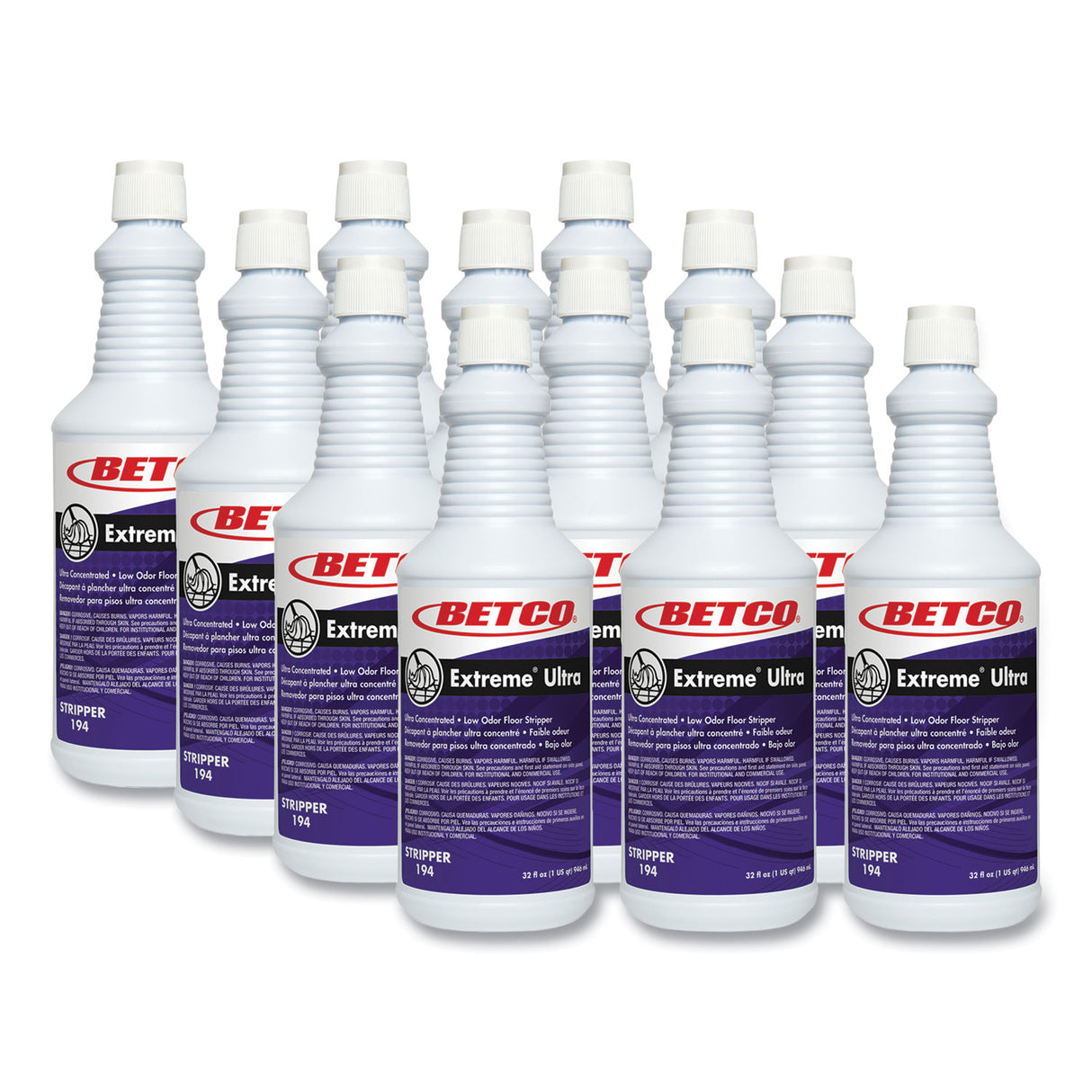 Betco Extreme Floor Stripper, Pleasant Scent, 32 oz Bottle, 12/Carton (1941200)