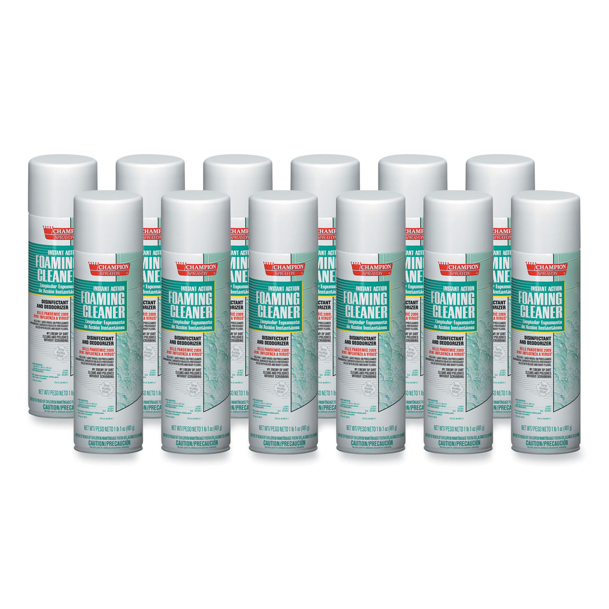 Chase Products Instant Action Foaming Cleaner/Disinfectant, 17 oz, Aerosol Spray, 12/Carton (5196)