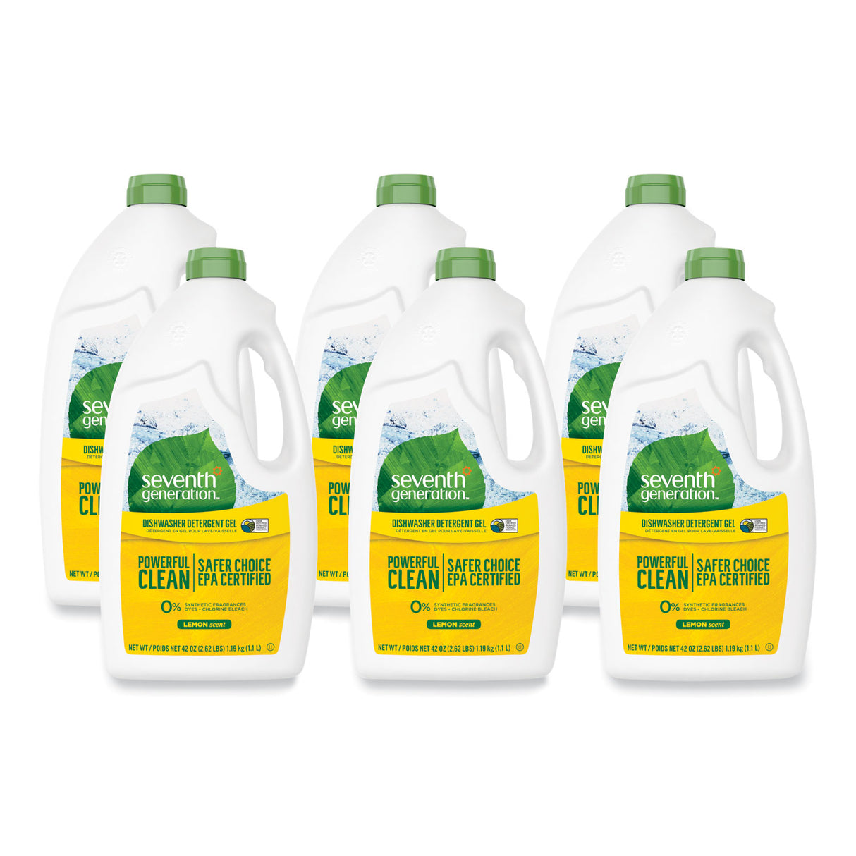 Seventh Generation Natural Automatic Dishwasher Gel, Lemon, 42 oz Bottle, 6/Carton (22171CT)