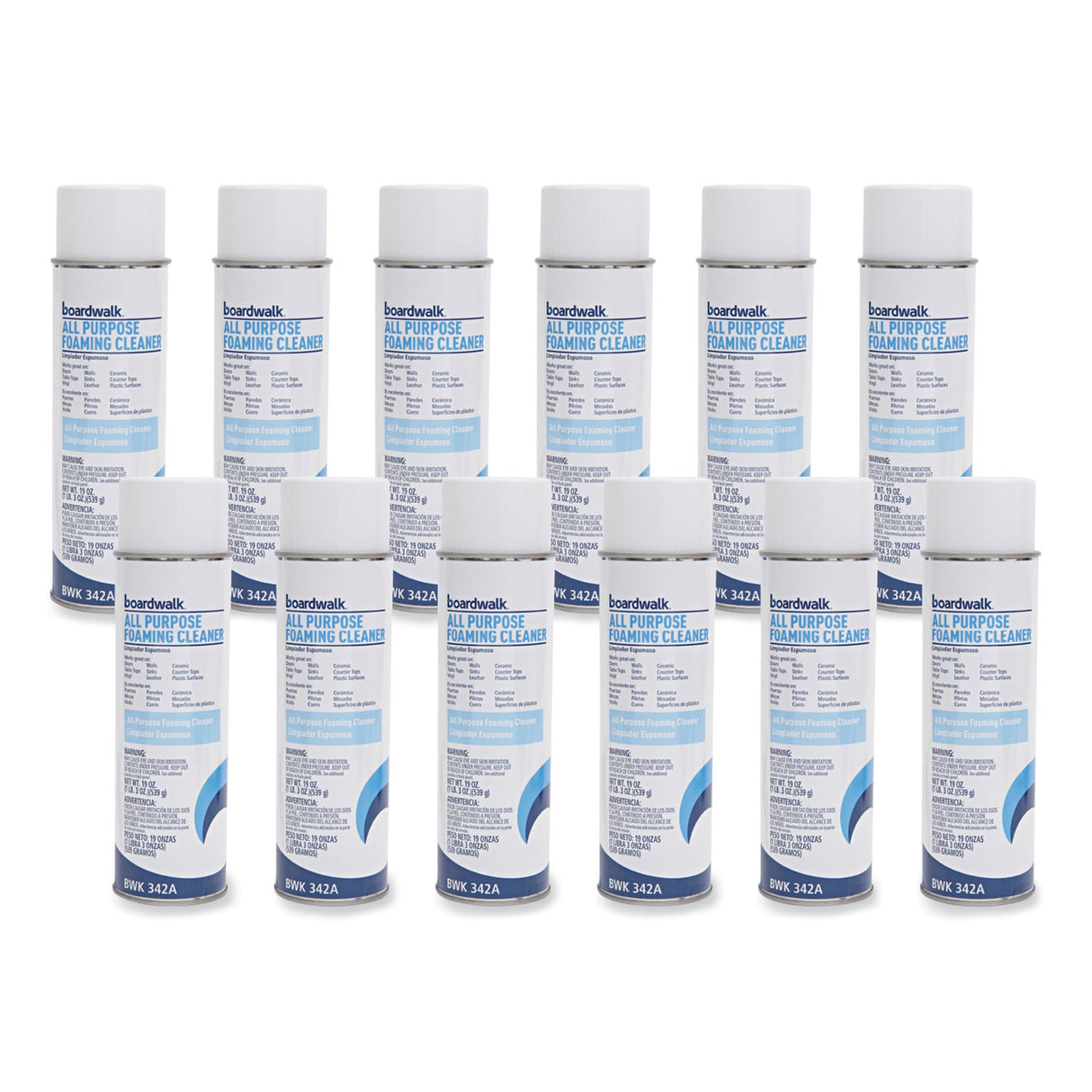 BoardwalkÂ® All-Purpose Foaming Cleaner with Ammonia, 12 Cans (BWK342ACT)