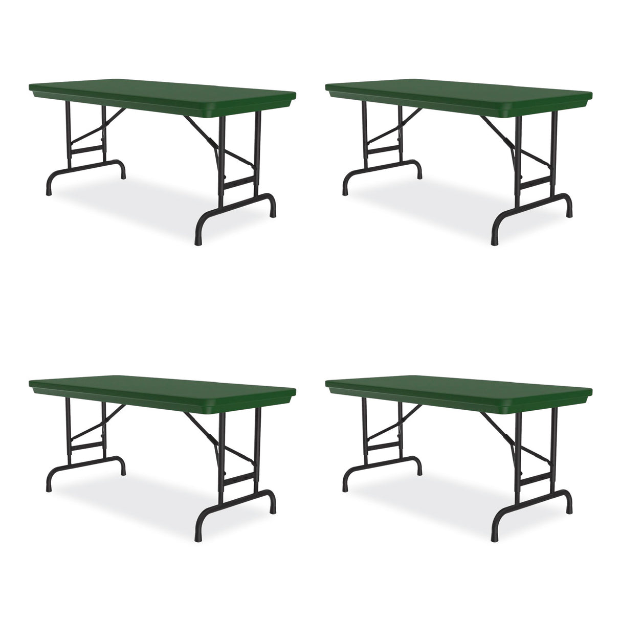 Correll Adjustable Folding Table, Rectangular, 48" x 24" x 22" to 32", Green Top, Black Legs, 4/Pallet (RA2448294P)