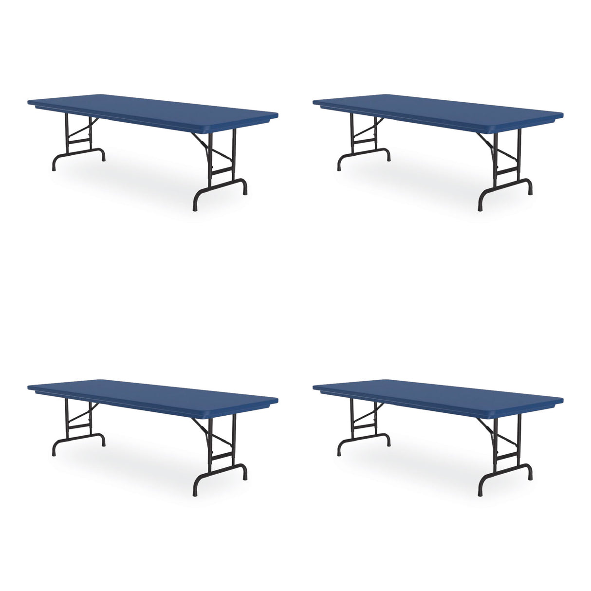 Correll Adjustable Folding Tables, Rectangular, 60" x 30" x 22" to 32", Blue Top, Black Legs, 4/Pallet (RA3060274P)