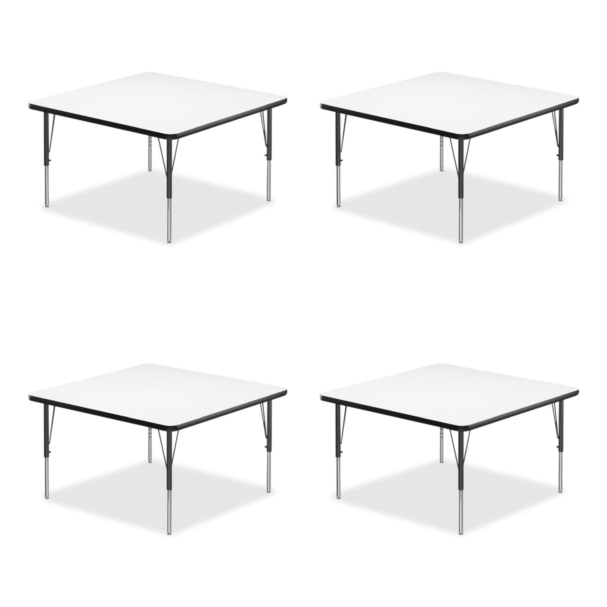 Correll Markerboard Activity Tables, Square, 48" x 48" x 19" to 29", White Top, Black Legs, 4/Pallet (4848DE80954P)