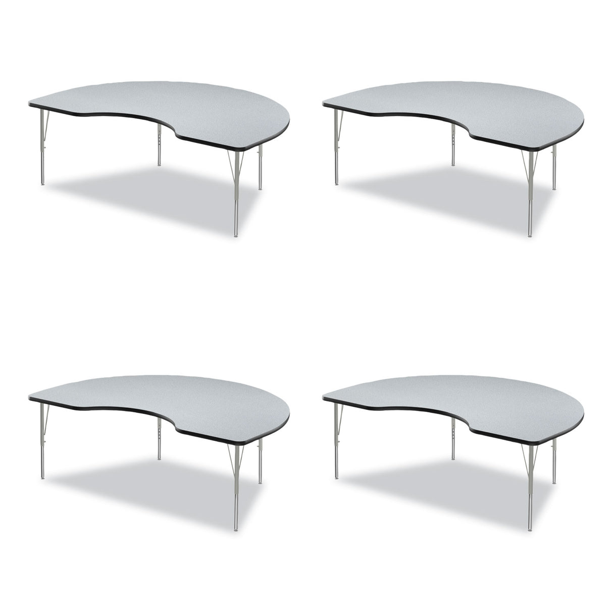 Correll Adjustable Activity Tables, Kidney Shaped, 72" x 48" x 19" to 29", Gray Top, Black Legs, 4/Pallet (4872TF1595K4)