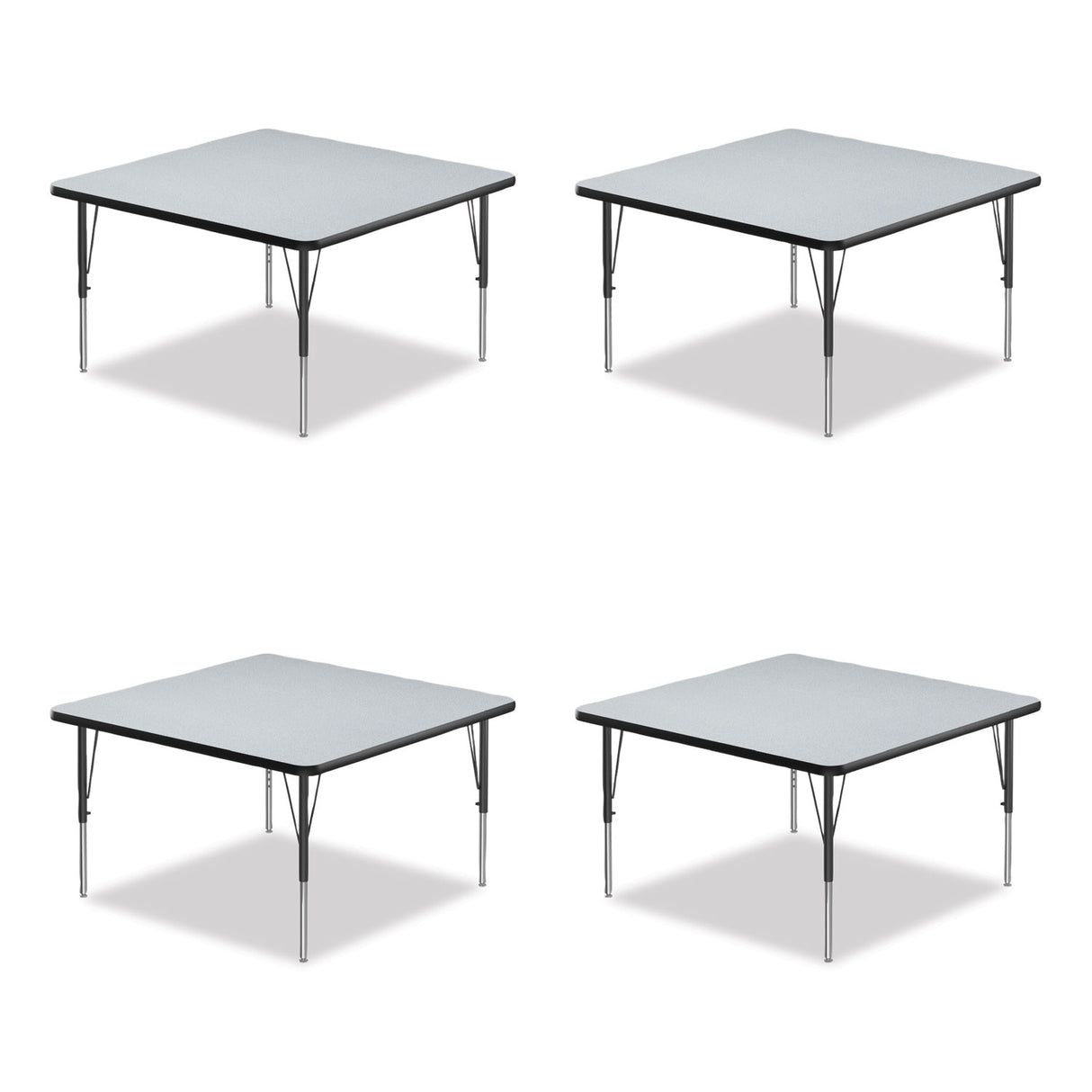 Correll Adjustable Activity Tables, Square, 48" x 48" x 19" to 29", Gray Top, Black Legs, 4/Pallet (4848TF1595K4)