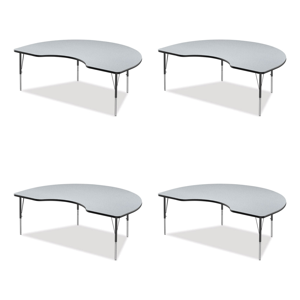 Correll Adjustable Activity Tables, Kidney Shaped, 72" x 48" x 19" to 29", Gray Top, Gray Legs, 4/Pallet (4872TF15954P)