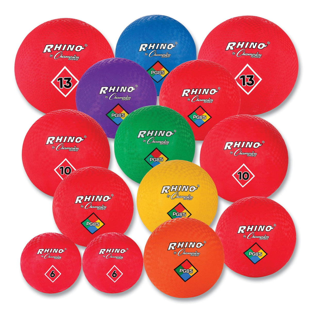 Champion Sports Playground Ball Set, Multi-Size, Multi-Color, 14/Set (UPGSET1)