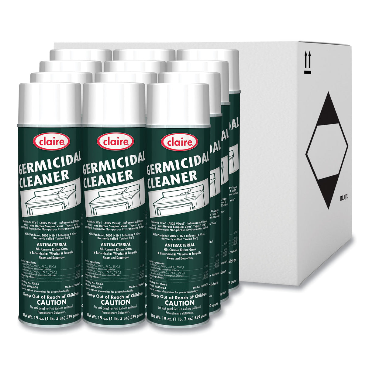 Claire Germicidal Cleaner, Floral Scent, 19 oz Aerosol Spray, Dozen (873)