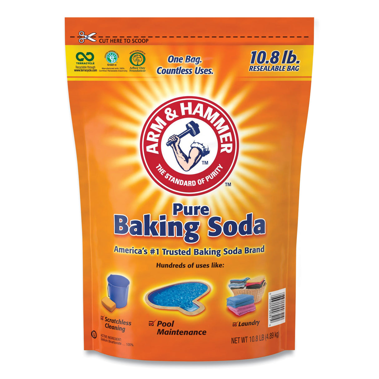 Arm & Hammer Baking Soda, 10.8 lb Resealable Bag (3320000341EA)
