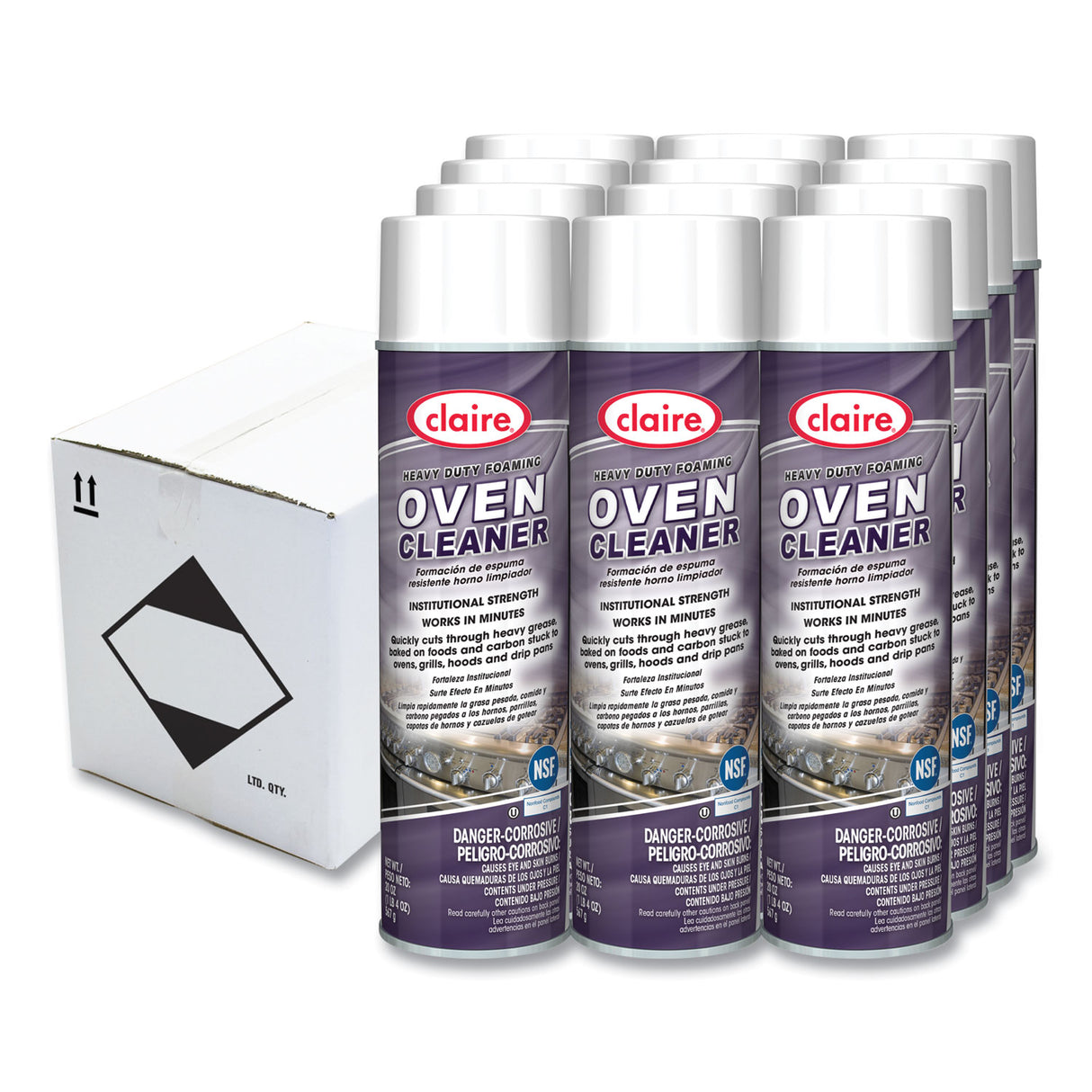 Claire Heavy Duty Foaming Oven Cleaner, 20 oz Aerosol Spray, 12/Carton (824)