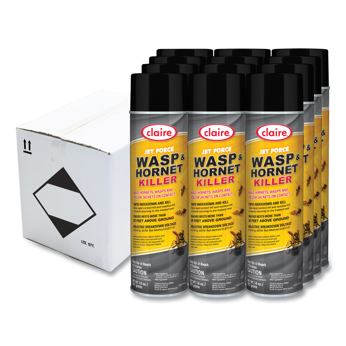 Claire Jet Force Wasp & Hornet Killer, 14 oz Aerosol Spray, 12/Carton (005)