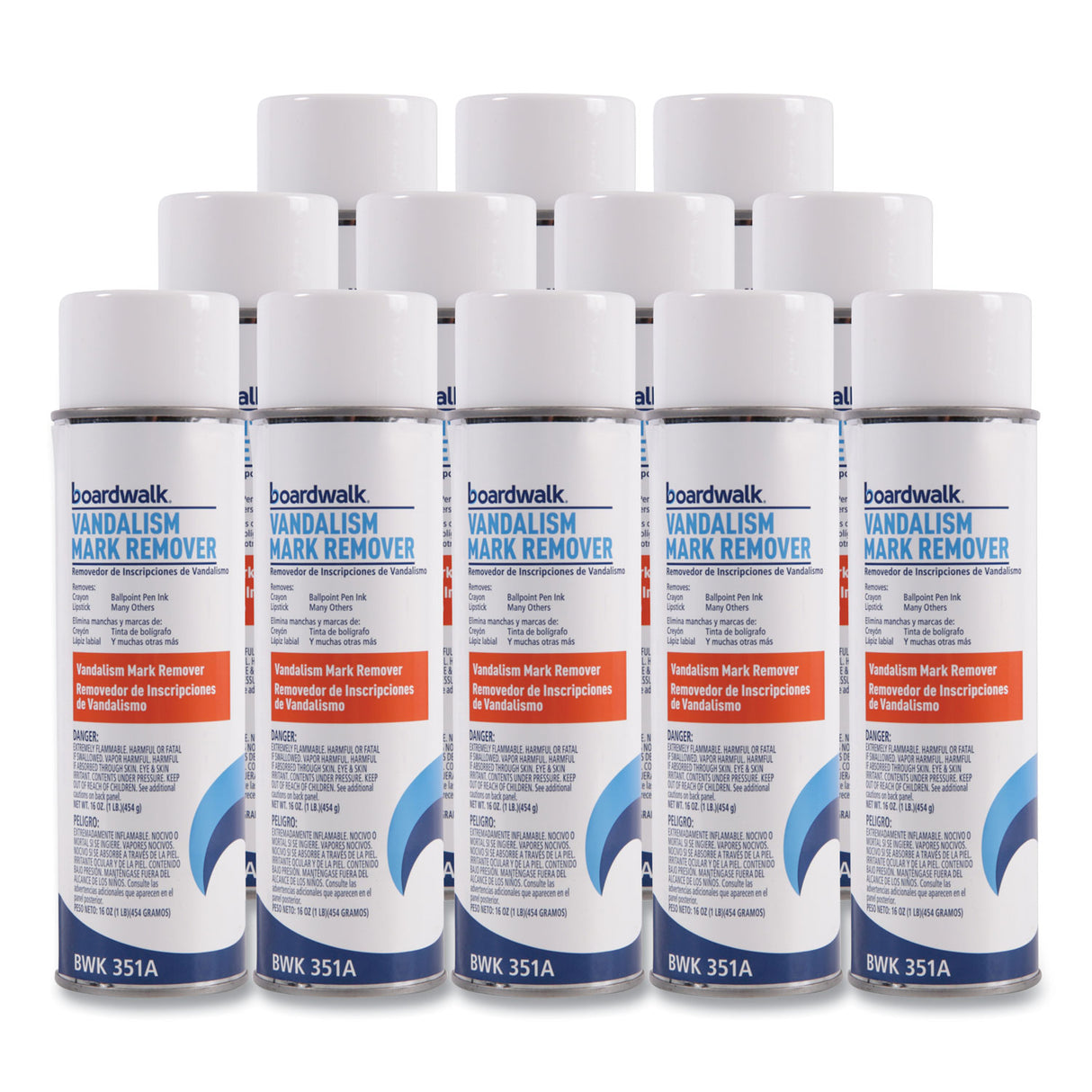 BoardwalkÂ® Vandalism Mark Remover, 16 oz. Aerosol, 12 Cans (BWK351ACT)