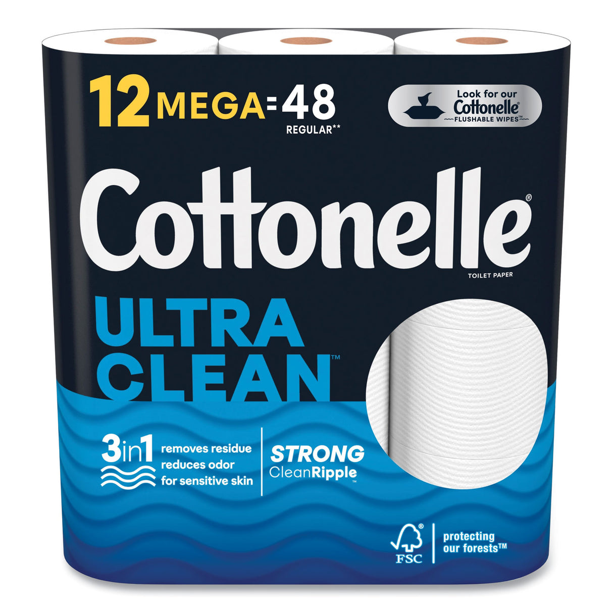 CottonelleÂ® Ultra Clean Toilet Paper, 1-Ply, 284 Sheets, 48 Rolls (55489)