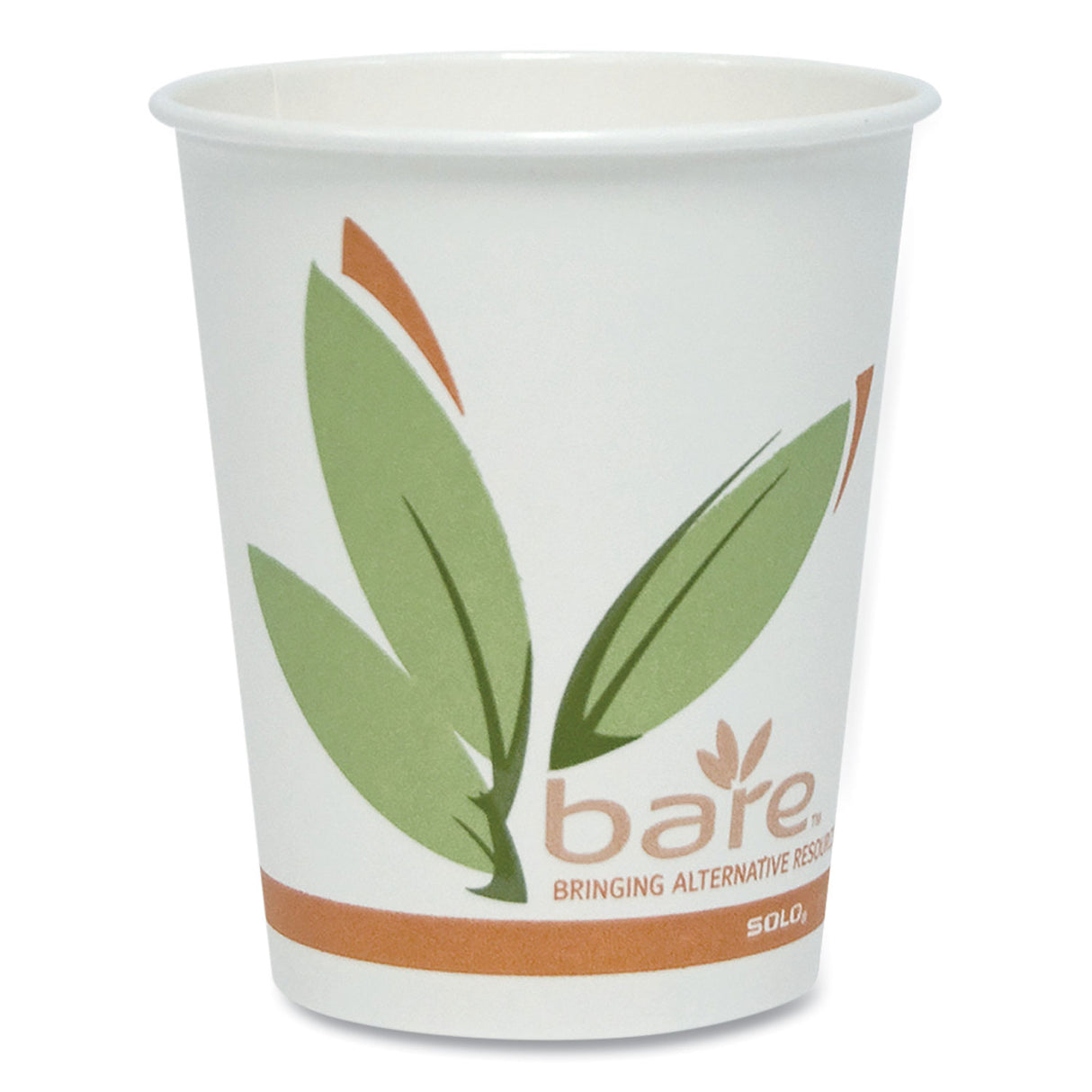 SOLO Bare Eco-Forward Recycled Content PCF Paper Hot Cups, ProPlanet Seal, 10 oz, Green/White/Beige, 1,000/Carton (370RC)