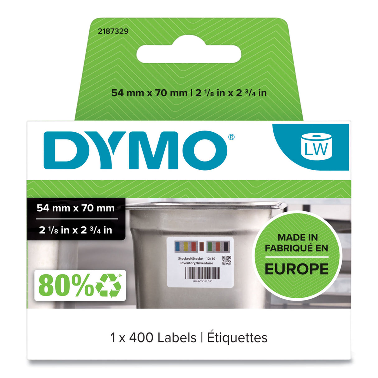 DYMO Days of the Week Barcode Labels for LabelWriter Label Printers, 2.75 x 2.12, Black/White, 400 Labels/Roll (2187329)