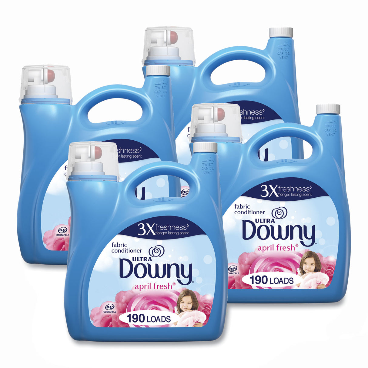 Downy Liquid Fabric Softener, April Fresh, 140 oz Bottle, 4/Carton (10051)